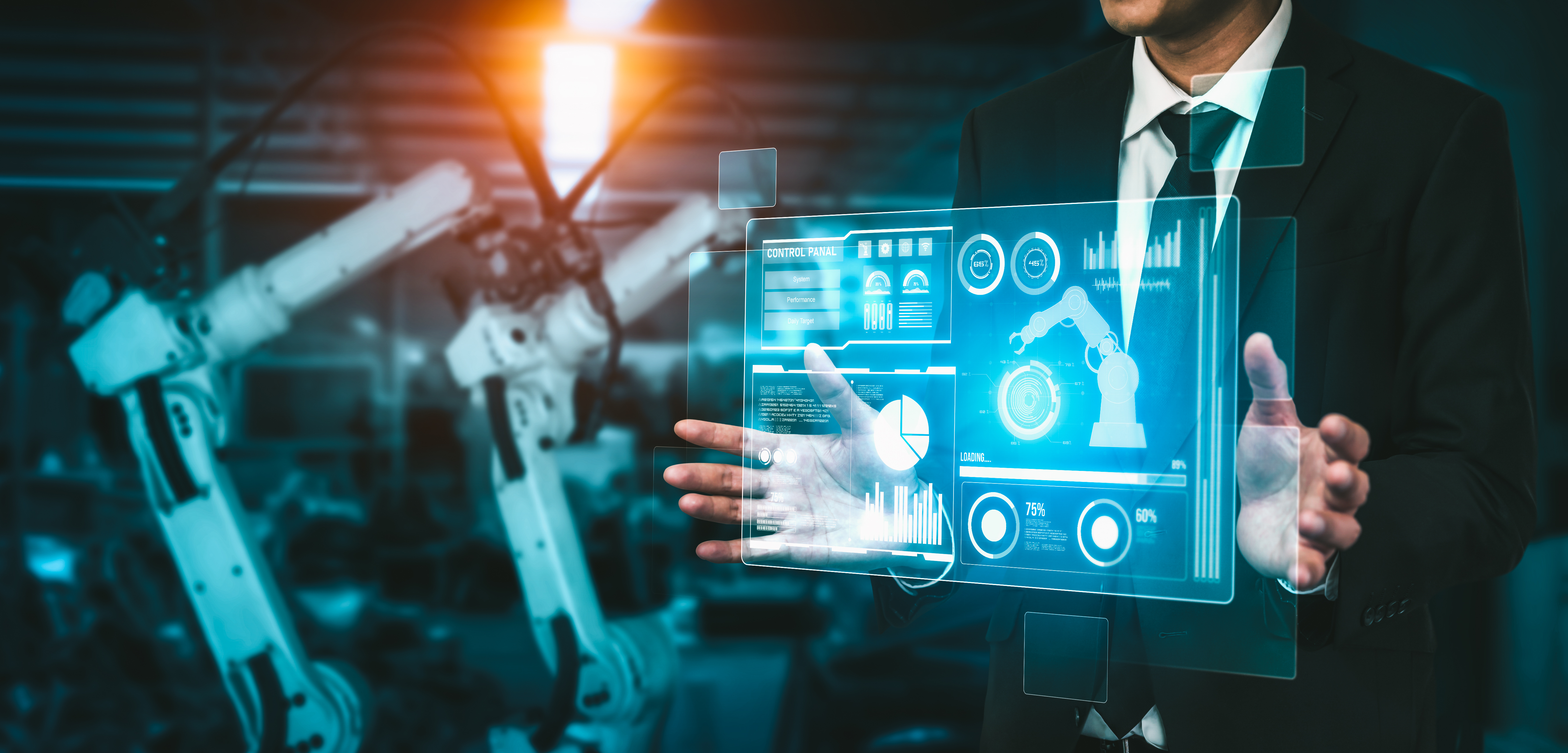 Advanced robot arm system for digital industry and factory robotic technology