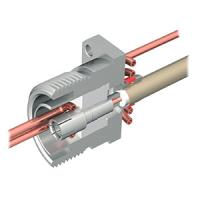 Sectional view of HF connector with cable